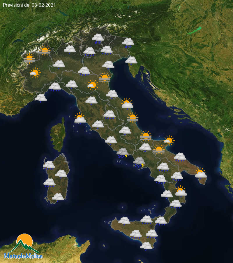 Previsioni Meteo Italia 08/02/2021