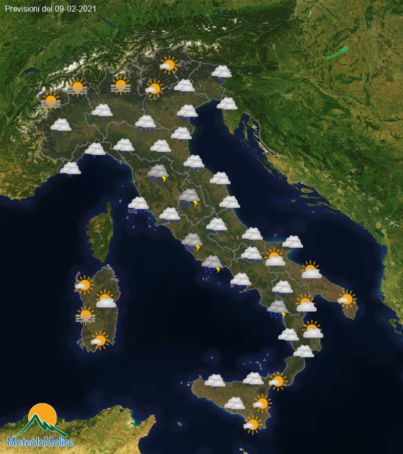 Previsioni Meteo Italia 09/02/2021