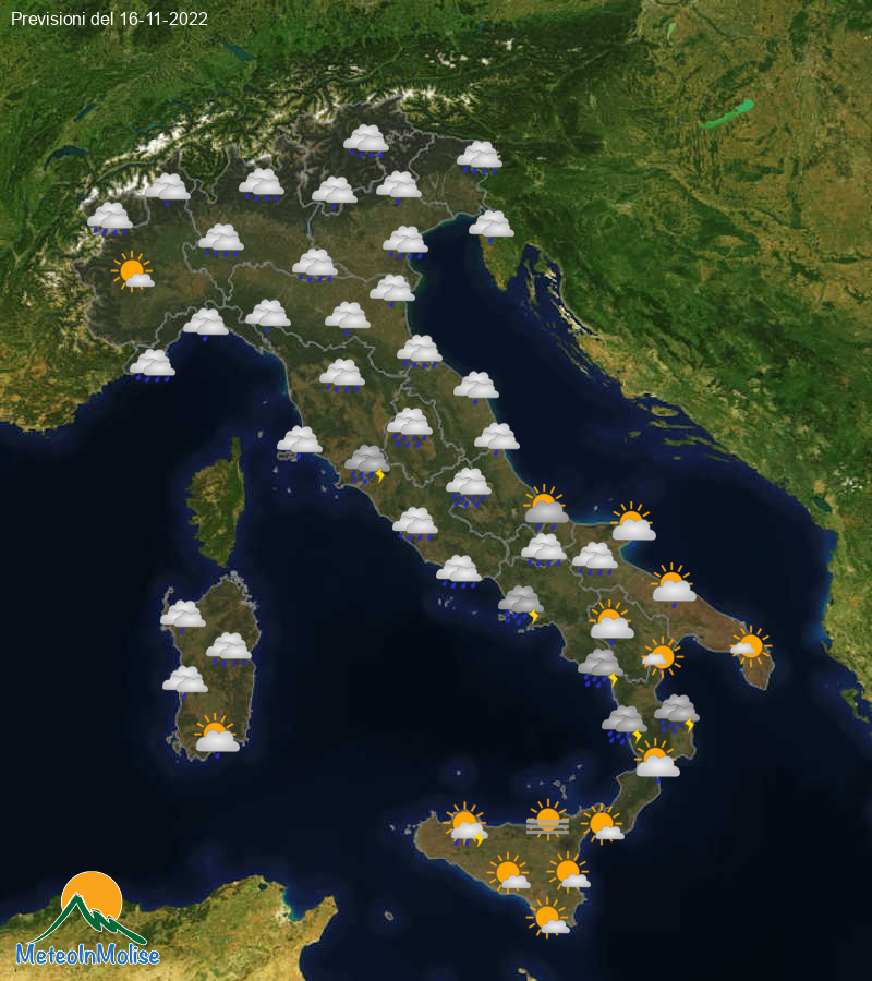 Previsioni Meteo Italia 16/11/2022