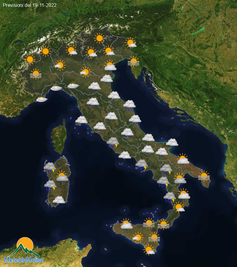 Previsioni Meteo Italia 19/11/2022