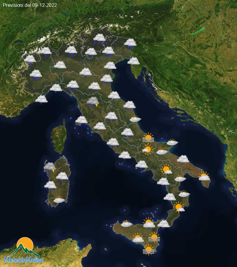 Previsioni Meteo Italia 09/12/2022