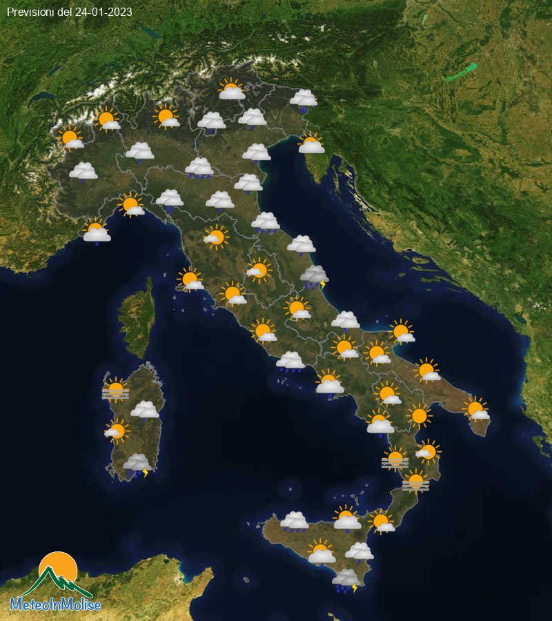 Previsioni Meteo Italia 24/01/2023